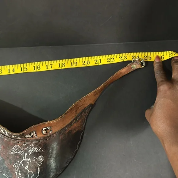 Vintage Leather Tooled USMC Leather Visor - Picture 12 of 15